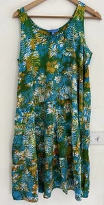 Blue GInger Hawaii Womens Size L Floral Print Tank Dress Damaged - Picture 1 of 10