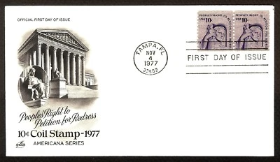 FIRST DAY COVER #1617 Right to Petition 10c Coil Pair ARTCRAFT U/A FDC 1970s - Image 1 of 2