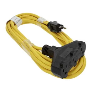 Cable de extensión de alimentación de 25 pies y 3 salidas SJTW 14/3 amarillo - Imagen 1 de 1