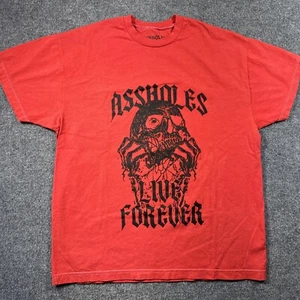 Mens XXL Assholes*s Live Forever ALF Double Sided T Shirt Red - Picture 1 of 6