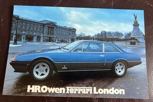 Folleto de tarjeta de ventas Ferrari 400i HROwen London concesionario anuncio - Imagen 1 de 1