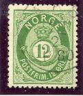 NORWEGIA 1877 - 79 12ö zielony fu. SG 55. Kot £31