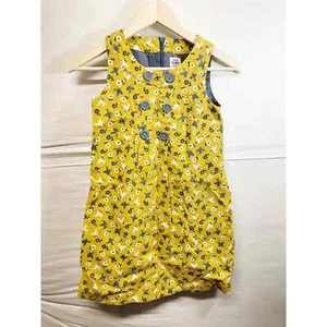 Mini Boden Yellow Floral and Bird Pinnafore Dress Girl Size 9/10 - Picture 1 of 8