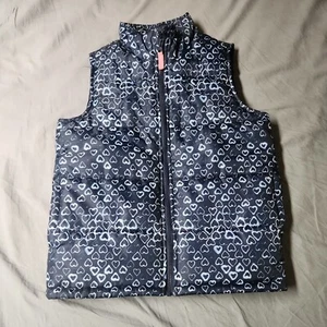 OshKosh Girls Puffer Vest Jacket Size 12 โ Heart Print Winter Sleeveless Coat ๐ - Picture 1 of 8
