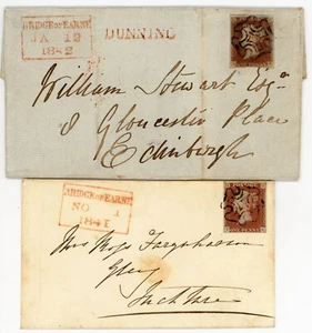 FINO 1841-1842 1d rojo-marrón 2 cubiertas separadas con puente de Earne Maltés Cr - Imagen 1 de 3