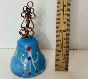 Chile South American Souvenir Metal Bell Blue 5" Hand Painted - Picture 1 of 8