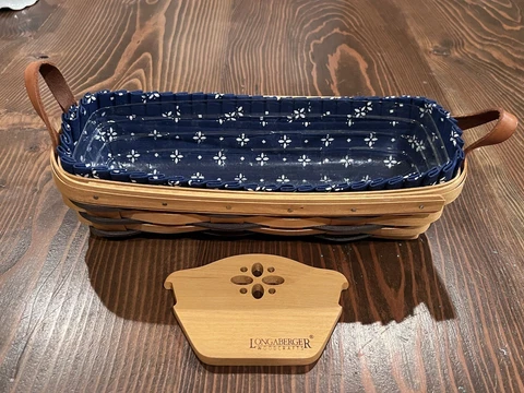 Longaberger Bread Basket Divider Liner Protector Blue White Liner Heartland 1999 Cover