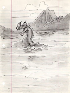 kunstwerk original bleistiftzeichnung 11 x 7 Chinasaurs spielzeug - Bild 1 von 4