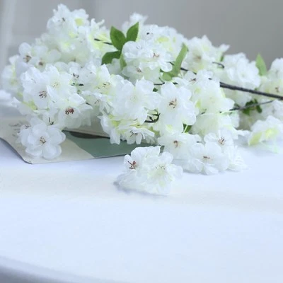4 WHITE 40" tall Bushes with Silk Cherry Blossoms Flowers Party Wedding Bouquets - Image 1 of 4