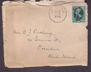 Aug 1883 3c banknote cover Lewiston Maine to Miss Kate J Anthony Providence RI - Picture 1 of 2