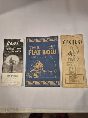 Lot of 3 Vintage Archery Books The Flat Bow Hunt & Metz, Archery, How to Shoot Foto 1 de 4