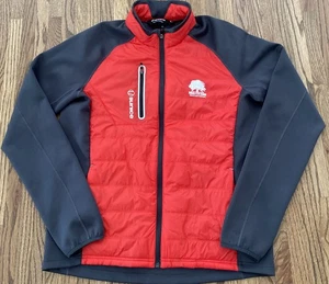 Men’s Sunice Hybrid Thermal Jacket Lightweight Cherry Red Grey Stretch Medium - Picture 1 of 11