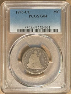 1876-CC PCGS G04 Liberty Seated Quarter 25c - Carson City Mint - Picture 1 of 2