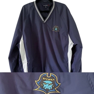 Vintage ETSU Buccaneers Windbreaker Jacket Popover Pullover Navy Blue 2XL XXL - Image 1 of 4
