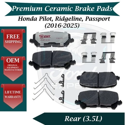 Kit de pastillas de freno traseras de cerámica para Honda Passport Pilot Ridgeline 2016-2025 Foto 1 de 4