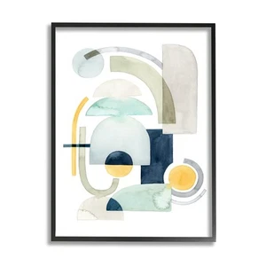Modern Industrial Shape Collage Abstract Green Blue Yellow, Designed by Grace... - Picture 1 of 7