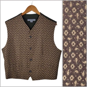 Le Collezioni Structure Wool Blend Vest Mens Large Geometric Waistcoat Jacket - Picture 1 of 8