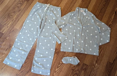 Nuevo Conjunto de Pijama de Franela Love by Gap Gris Claro Blanco Lunares Algodón Rayón S Nuevo con Etiquetas Foto 1 de 3