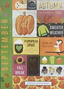 Calendar Month September Autumn Fall Pumpkin Foil Cardstock Scrapbook Stickers - Picture 1 of 1