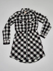 (#A1)Levi's Long Sleeve Button Down Dress Size Girls Large 12-13YRS Black White - Picture 1 of 6