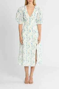 MINK PINK Zephyr Midi Dress Floral Blue Wedding Daytime Size 16 AU - Picture 1 of 3
