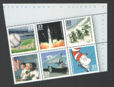 6 Unused US Postage 33 Cent Stamps 1950s Celebrate Century Desegregating Schools - Image 1 of 2