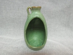 Vintage North Carolina Art Pottery Red Clay Green Glaze Candle Holder Jug Shape - Picture 1 of 3