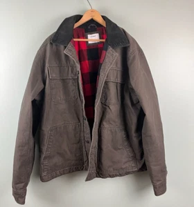 Old Navy Men's Barn Coat Jacket Size XL Dark Brown Tan Flannel Lined Corduroy - Picture 1 of 10