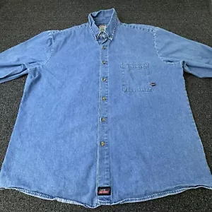 Vintage Dickies Denim Shirt Mens XL Blue Long Sleeve Chest Pocket Work Button Up - Picture 1 of 12