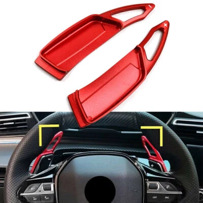 Alu Steering Wheel Paddle Shifter Extension For Peugeot 3008 5008 GT 2017-19 Red - Imagem 1 de 4