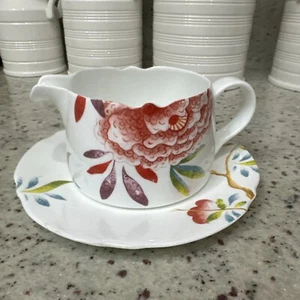 SPODE LUCIA 2 piezas BARCO DE SALSA DEBAJO DE LA PLACA 16 oz MULTICOLOR NUEVO CON ETIQUETAS FLORAL HERMOSO - Imagen 1 de 11