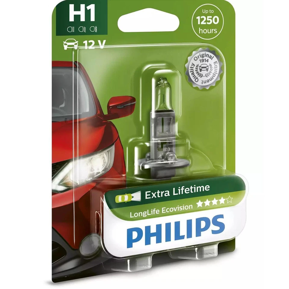 Philips LongLife EcoVision H1 Halogen 55W 12V Autolampen Glühlampen Glühbirnen - Bild 1 von 1