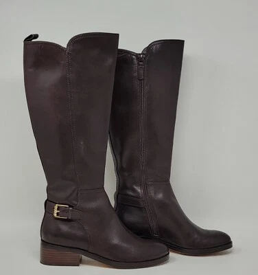Bota de equitación alta Cole Haan Hayes para mujer talla 5,5 cuero marrón plana ecuestre Foto 1 de 4