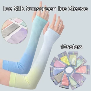 1 Pair Gradient Color Arm Sleeve Cooling Anti-UV Driving Arm Sleeves Cycli + - Picture 1 of 21
