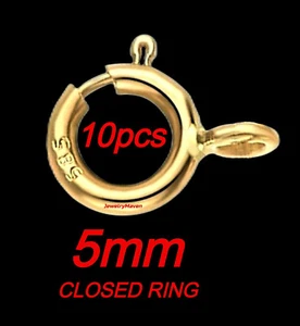 (10) PAQUETE DE DIEZ A GRANEL ESTÁNDAR WT 5 mm oro amarillo 14k cierre de anillo salto cerrado - Imagen 1 de 3