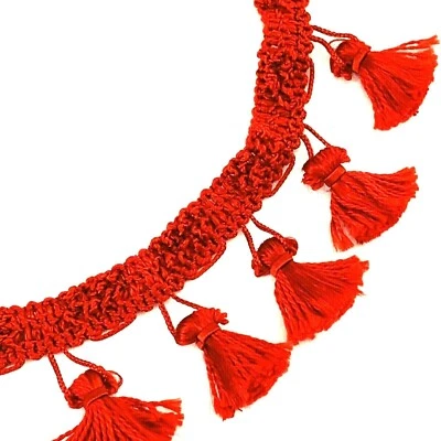  Vintage Conso High Quality 2" Tassel  Fringe Elegant Gimp Header Red 13 Yards - Image 1 of 4