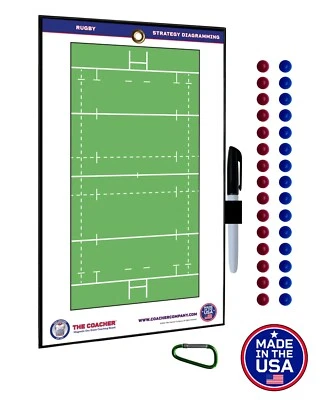 Premium Coacher Magnetic Rugby Dry Erase Coaching Clipboard ~ Coach Board - Image 1 of 4