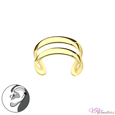 Auriculares de doble banda chapados en oro de 14 quilates en plata esterlina 925 Reino Unido Foto 1 de 2