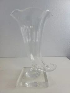 VINTAGE STEUBEN CRYSTAL Clear MID-CENTURY "CORNUCOPIA" VASE 7" - Picture 1 of 5