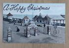 'A Happy Christmas' Glitter Message Postcard: De La Warr Gates Bexhill. Unposted