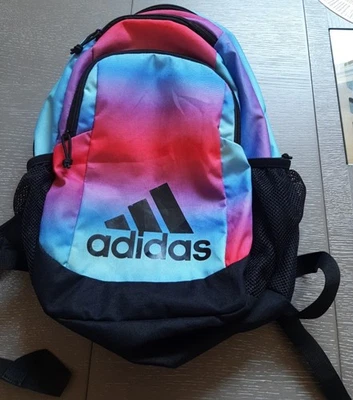 Adidas Multi Pink and Blue Backpack Adjustable Shoulder Straps School Bag Unisex - Imagem 1 de 4