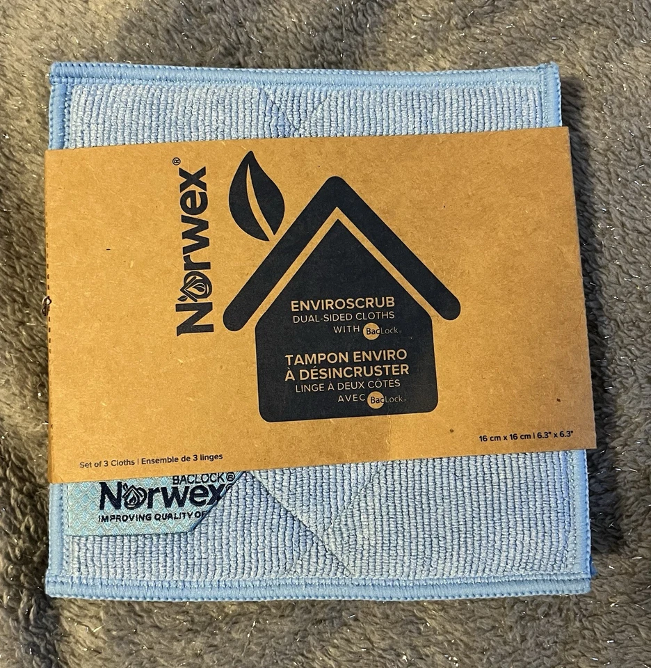 Paños de doble cara Norwex Enviroscrub 6,3 x 6,3 pulgadas Juego de 3, Azul Claro, Nuevo Foto 1 de 1