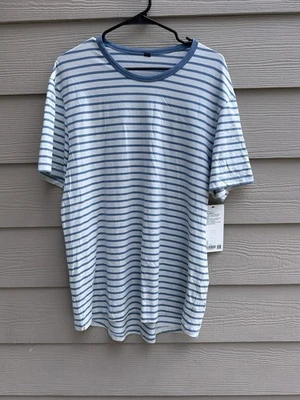 Camiseta básica Lululemon para hombre a rayas azules y blancas 5 años cuello redondo nueva con etiquetas talla XL (B33) Foto 1 de 4