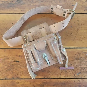 KLEIN Tools 5167 Pocket Leather Electrician's Tool Belt Vintage - Picture 1 of 8
