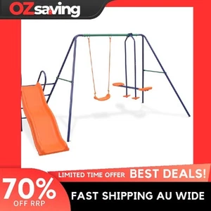 Swing Set Slide 3 Seats Blue Green Orange Durable Weather Resistant 1359 - Picture 1 of 10