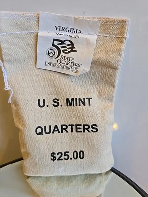 $25 US Mint Sewn 2005-P West Virginia State Quarters in Original Bag BU Coins - Image 1 of 4
