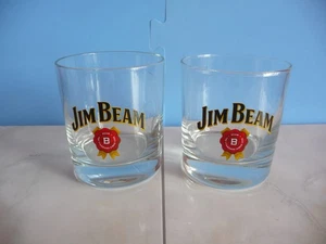 2x Jim Beam Bourbon whiskey glasses collectible bar alcohol used rare - Bild 1 von 5