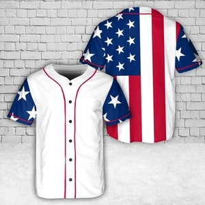 Custom Name American Flag Baseball Jersey - Picture 1 of 3
