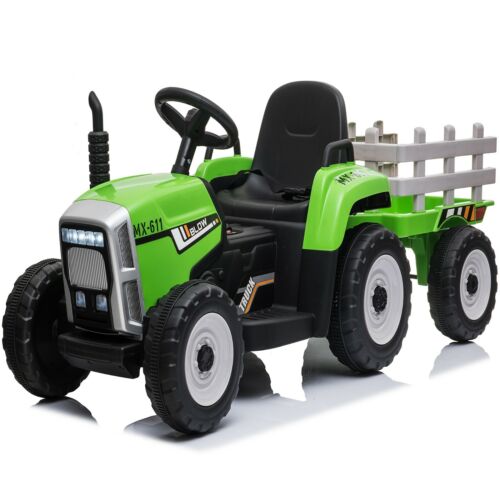 Kinderfahrzeug Traktor GRÜN + ROT Anhänger Elektro Kinderauto Trecker