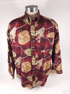 Tommy Hilfiger Trout Fishing Long Sleeve Button Down Shirt Mens Size L - Picture 1 of 6